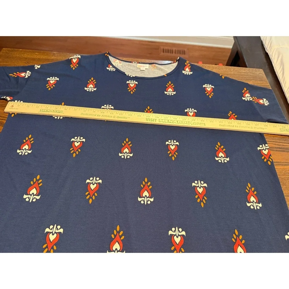 LuLaRoe Irma Tunic Top XL Navy Blue Orange Tribal Medallion‎ High Low NWT